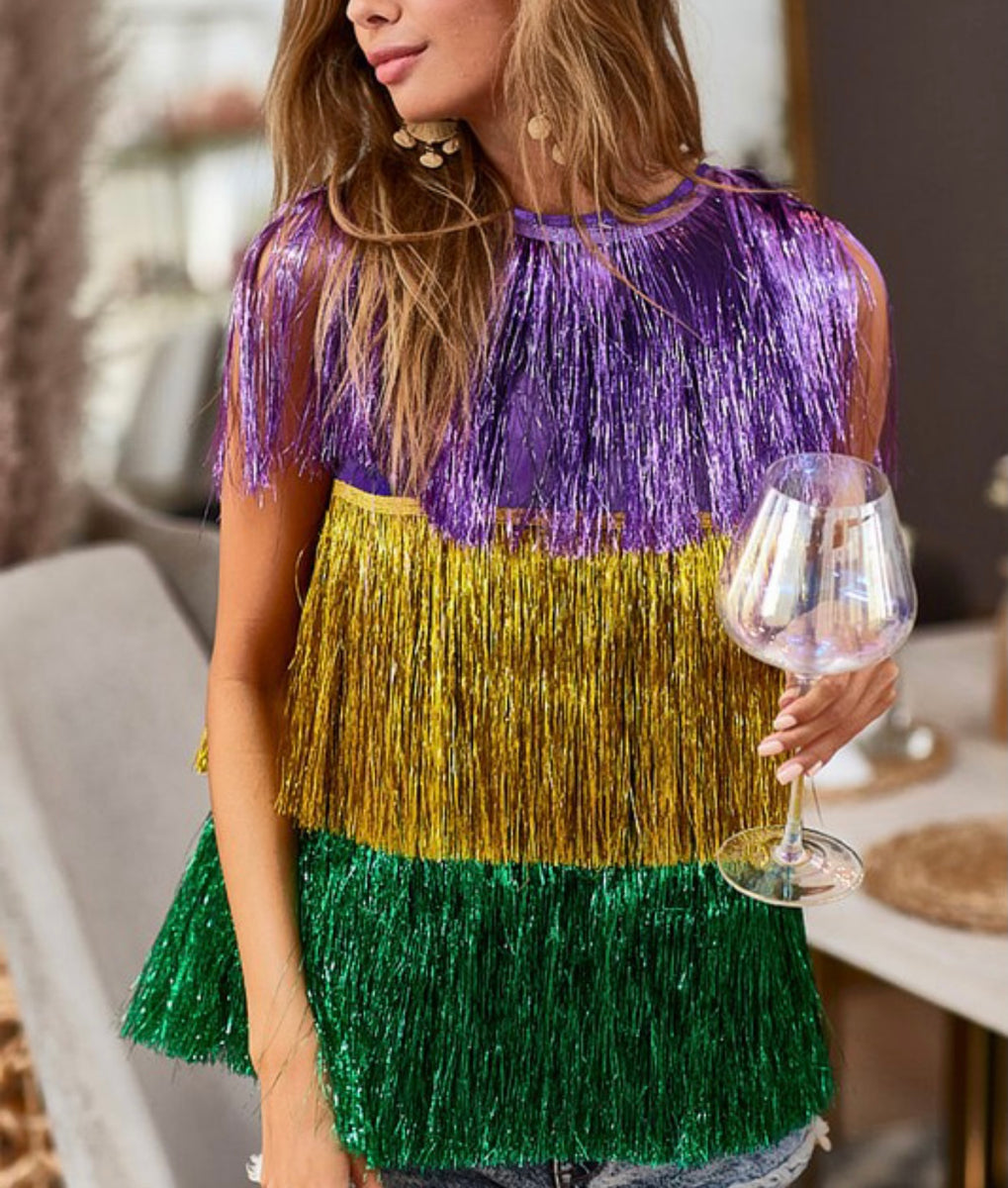 Mardi Gras Fringe Tinsel Women's Jacket