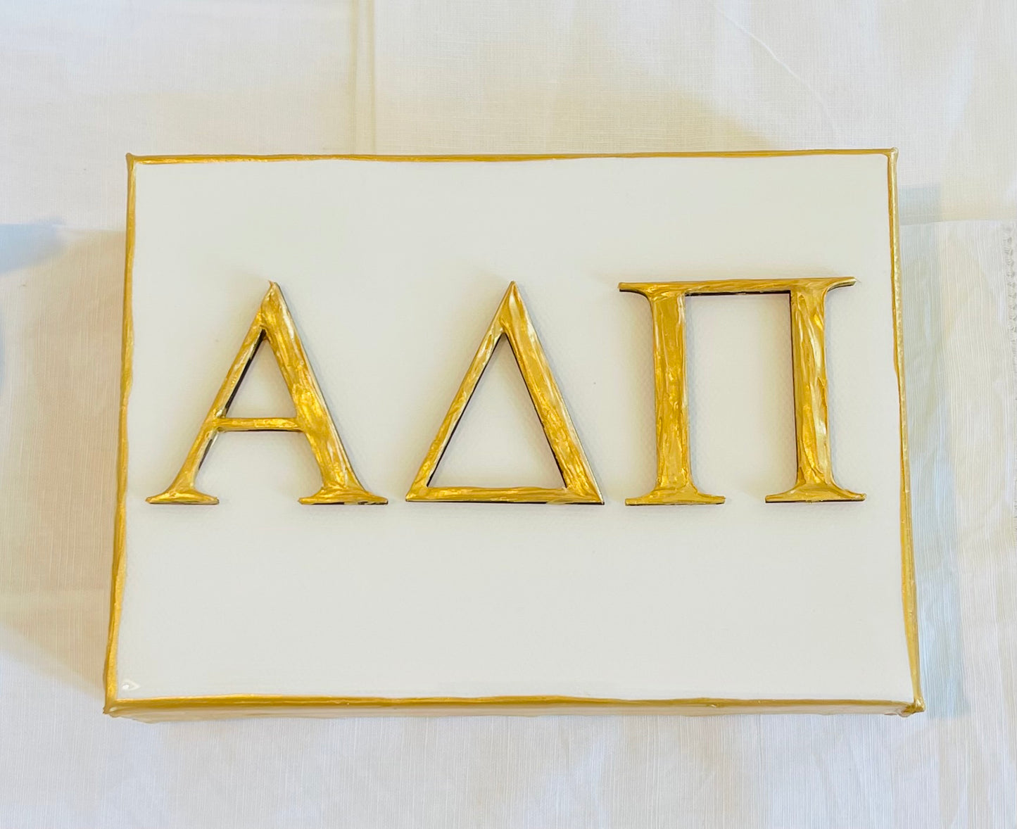 Gold Letters Alpha Delta Pi on 5x7 Canvas