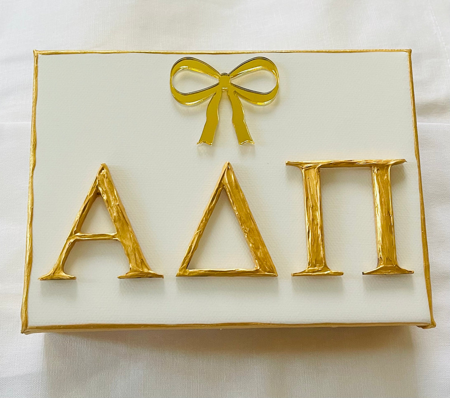 Alpha Delta Pi Gold Letters and Bow