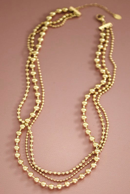 18K Gold Non-Tarnish Stainless Steel Multi Layered Necklace