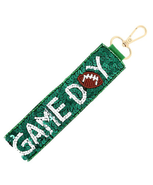 Green Sequin Game Day Key Chain