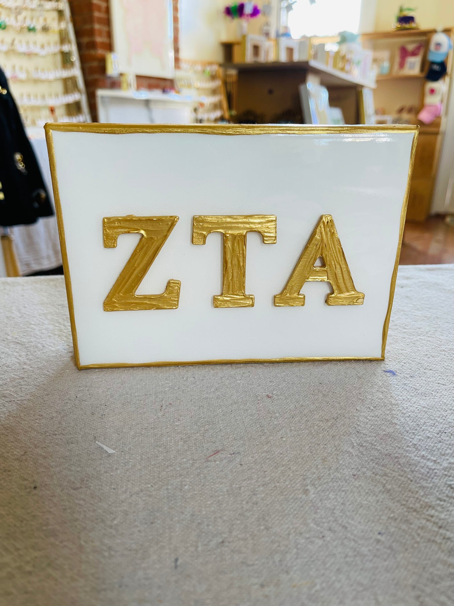 Zeta Tau Alpha Gold Letters on 5x7 Canvas