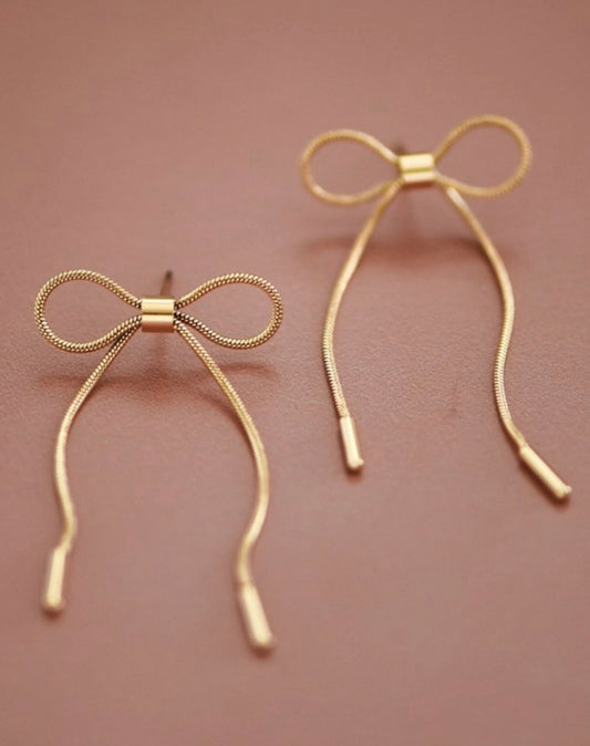 18K Gold Non-Tarnish Stainless Steel Bow Earrings