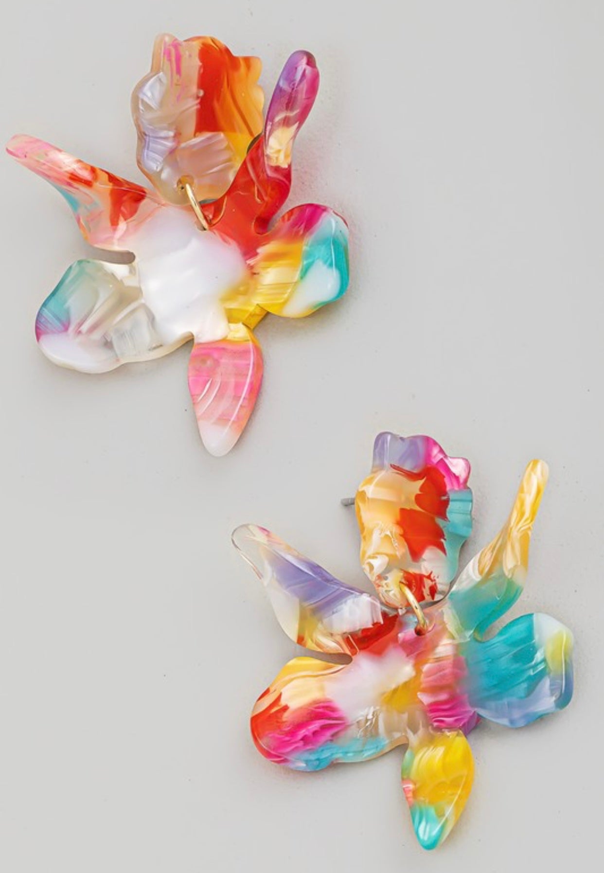 Multi Color Acetate Flower Earrings