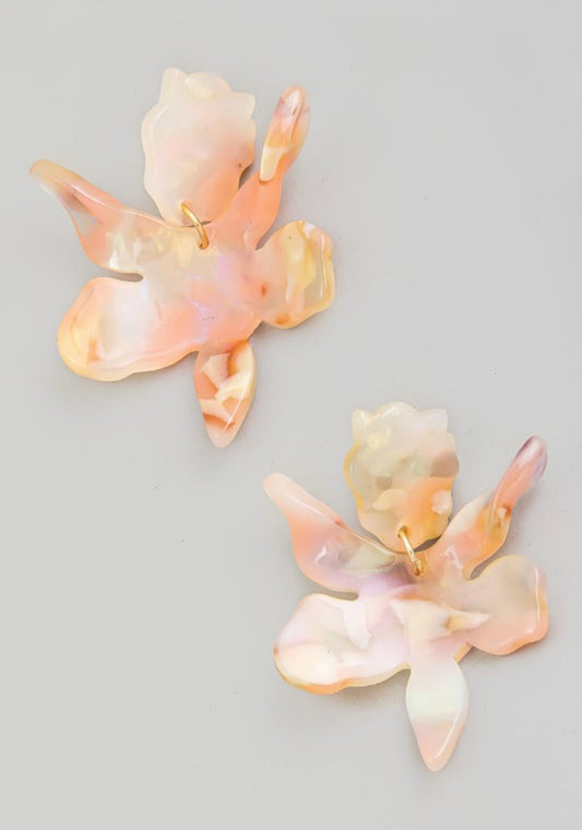 Pink Multi Acetate Flower Earrings