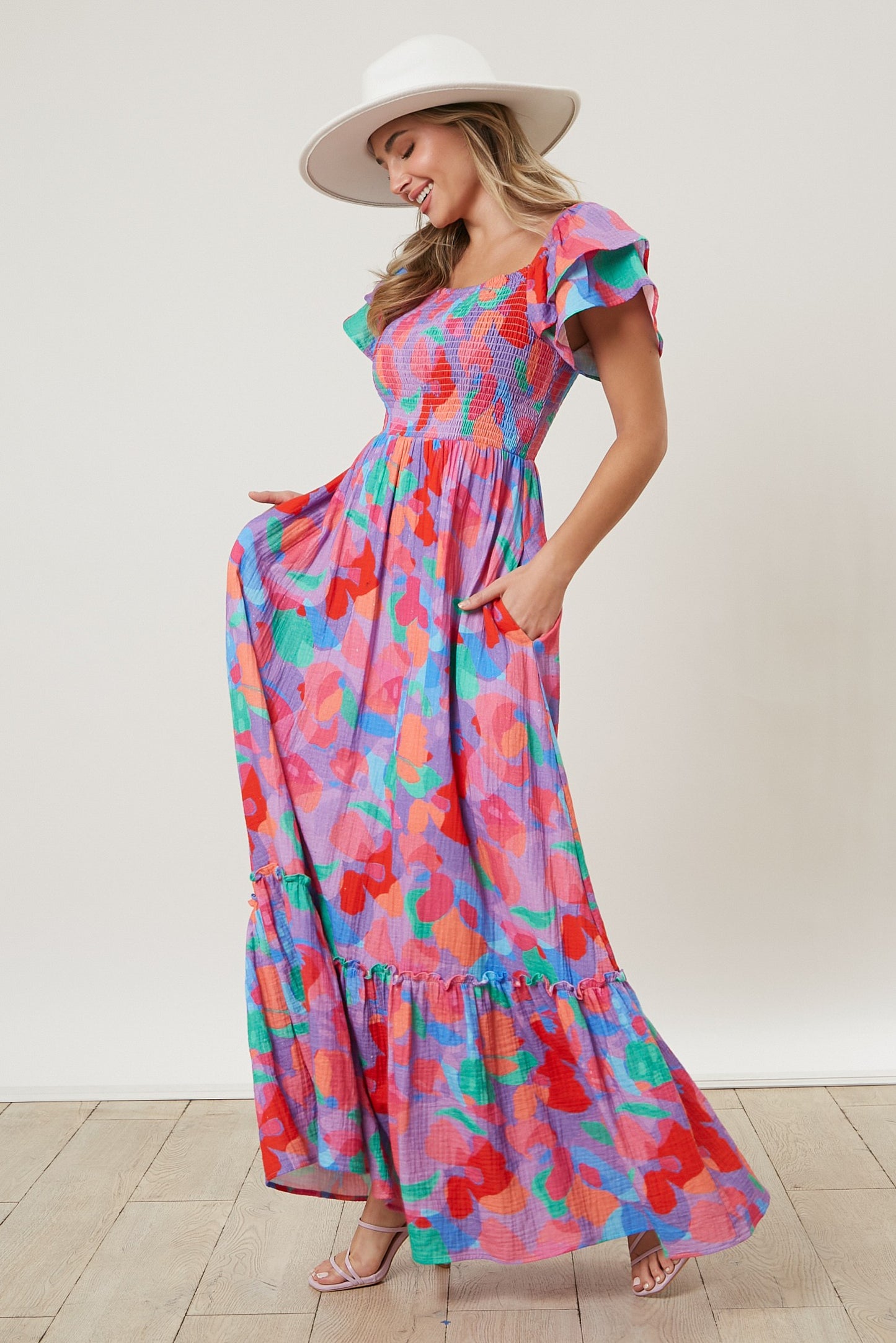 Cotton Gauze Floral Maxi Dress