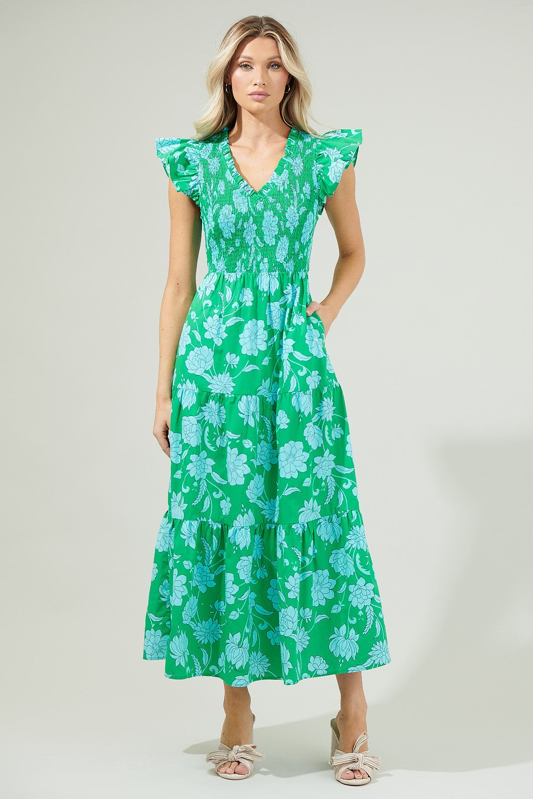 Waterlily Floral Sunfire Midi Dress